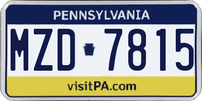 PA license plate MZD7815