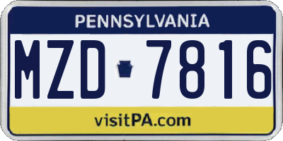 PA license plate MZD7816