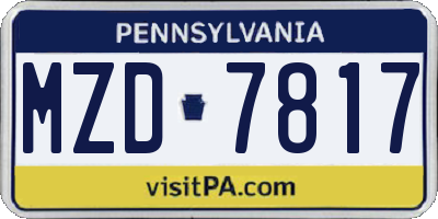 PA license plate MZD7817