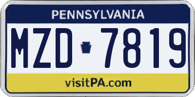 PA license plate MZD7819