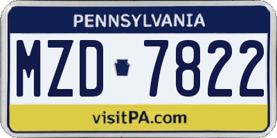 PA license plate MZD7822