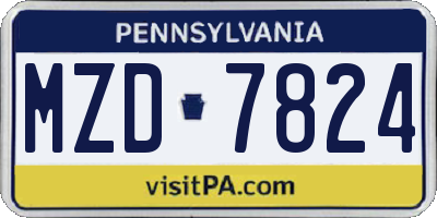 PA license plate MZD7824