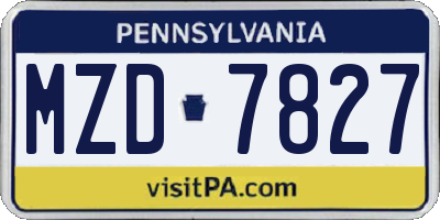 PA license plate MZD7827
