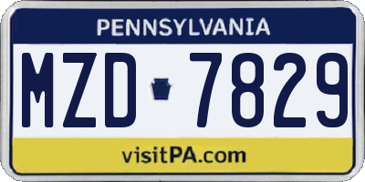 PA license plate MZD7829