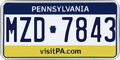 PA license plate MZD7843
