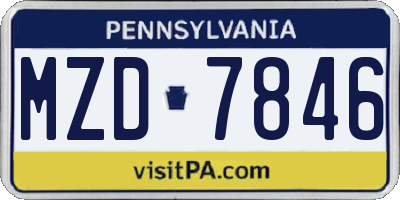 PA license plate MZD7846