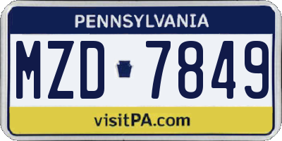 PA license plate MZD7849