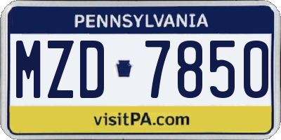 PA license plate MZD7850