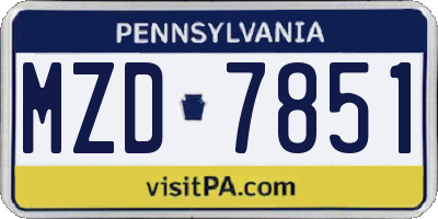 PA license plate MZD7851