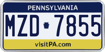 PA license plate MZD7855