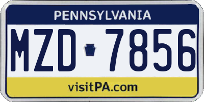 PA license plate MZD7856