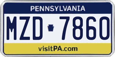 PA license plate MZD7860