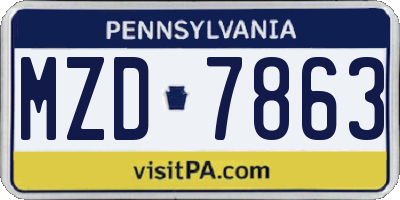 PA license plate MZD7863