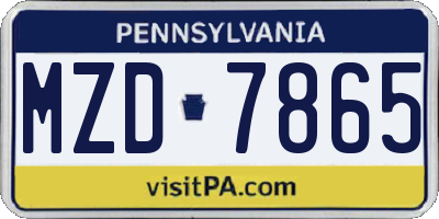 PA license plate MZD7865
