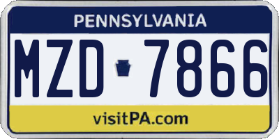 PA license plate MZD7866
