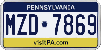 PA license plate MZD7869