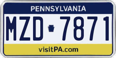 PA license plate MZD7871