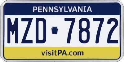 PA license plate MZD7872