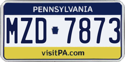 PA license plate MZD7873