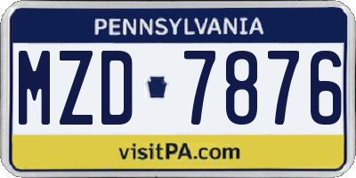PA license plate MZD7876