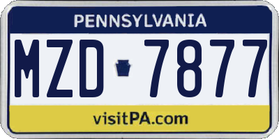 PA license plate MZD7877