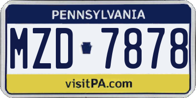 PA license plate MZD7878