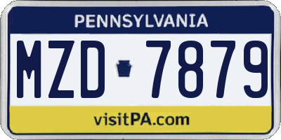 PA license plate MZD7879