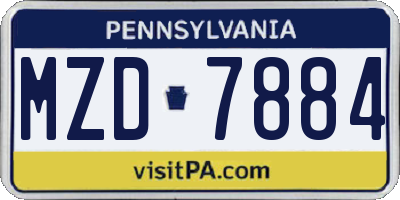 PA license plate MZD7884