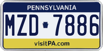 PA license plate MZD7886