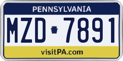 PA license plate MZD7891