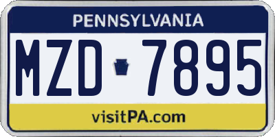 PA license plate MZD7895