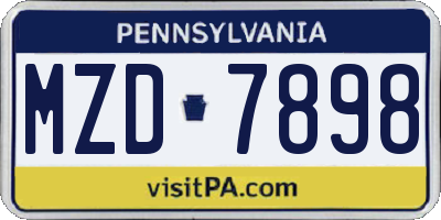 PA license plate MZD7898