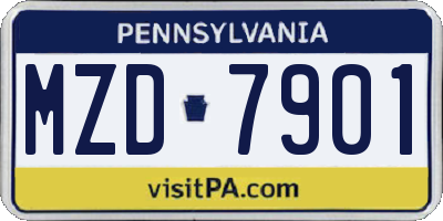 PA license plate MZD7901