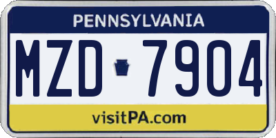 PA license plate MZD7904