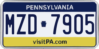 PA license plate MZD7905