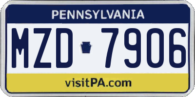 PA license plate MZD7906