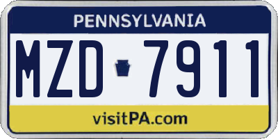 PA license plate MZD7911