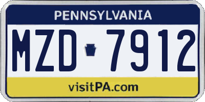 PA license plate MZD7912
