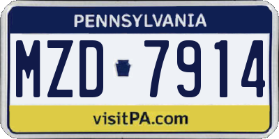 PA license plate MZD7914