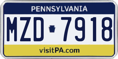 PA license plate MZD7918