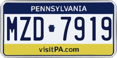 PA license plate MZD7919