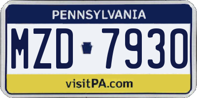 PA license plate MZD7930
