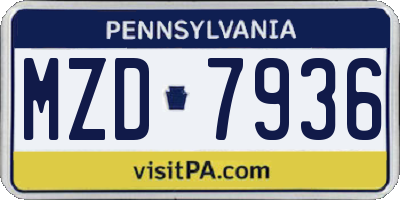 PA license plate MZD7936
