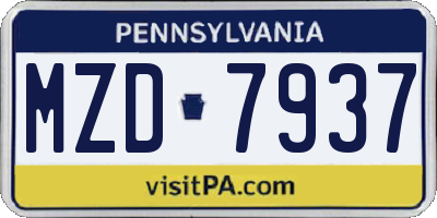 PA license plate MZD7937