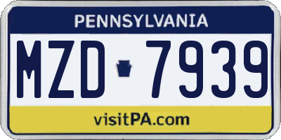 PA license plate MZD7939