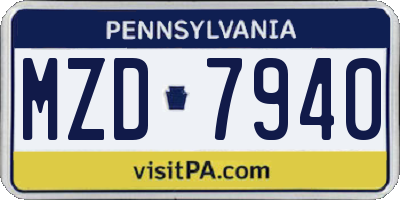 PA license plate MZD7940