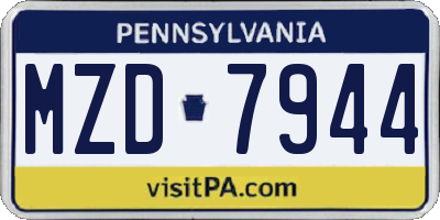 PA license plate MZD7944