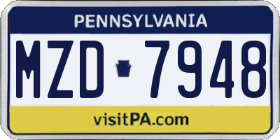 PA license plate MZD7948