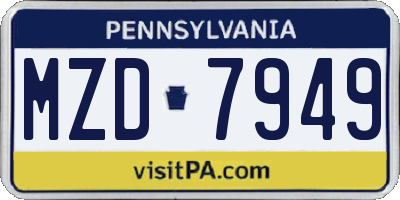 PA license plate MZD7949
