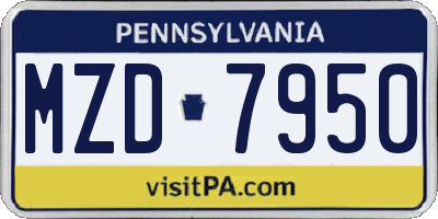 PA license plate MZD7950